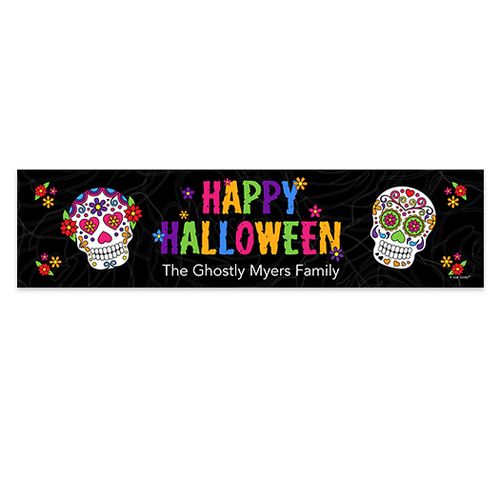 Personalized Halloween Festive Sugar Skull 5 Ft. Banner