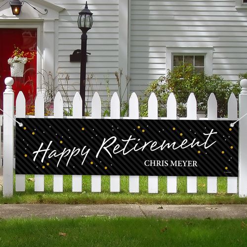Personalized Retirement Striped 5 Ft. Banner