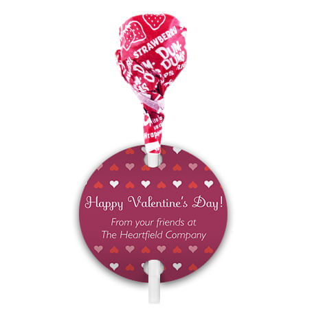Valentine's Day Hearts Parade Dum Dums with Gift Tag (75 pops)