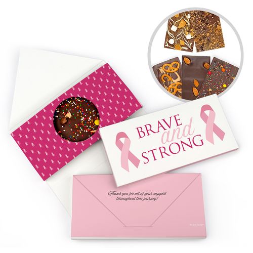 Personalized Brave and Strong Breast Cancer Gourmet Infused Belgian Chocolate Bars (3.5oz)