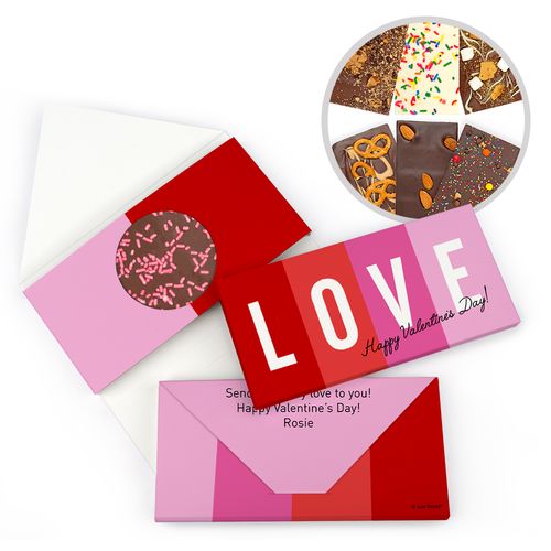 Personalized Color Block Love Valentine's Day Gourmet Infused Belgian Chocolate Bars (3.5oz)