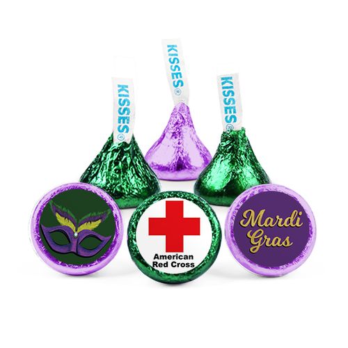 Personalized Mardi Gras Add Your Logo Hershey's Kisses - Pack of 50