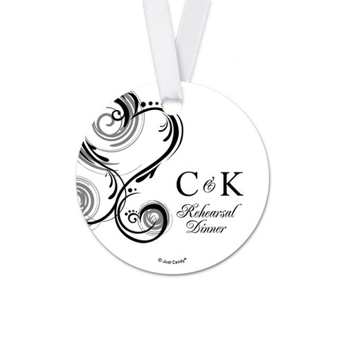 Personalized Initial Rehearsal Dinner Round Favor Gift Tags (20 Pack)