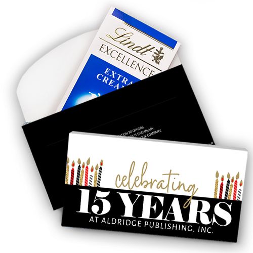 Deluxe Personalized Work Anniversary Celebrating Years Lindt Chocolate Bar in Gift Box (3.5oz)