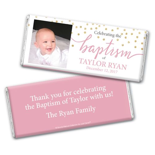 Personalized Bonnie Marcus Confetti Baptism Chocolate Bar Wrappers Only