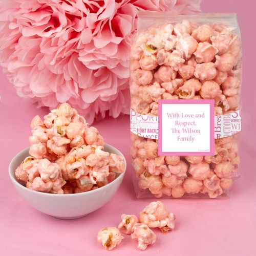 Breast Cancer Awareness Strength in Words Candy Coated Popcorn 8 oz Bags