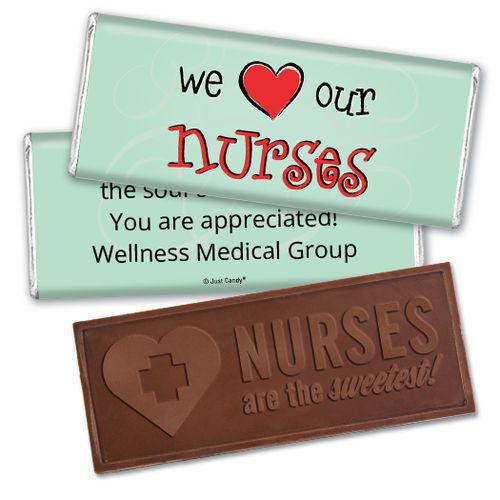 Personalized We Love Our Nurses Embossed Chocolate Bar