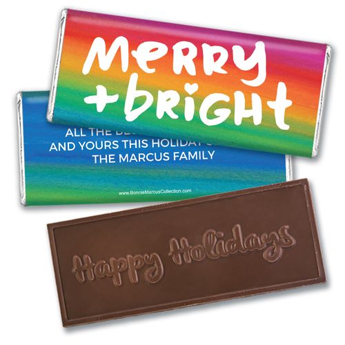 Personalized Bonnie Marcus Merry & Bright Christmas Embossed Chocolate Bar & Wrapper