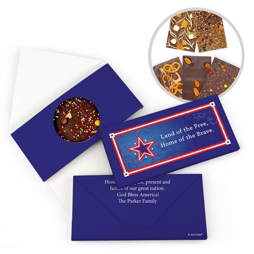 Personalized Patriotic Themed Star Gourmet Infused Belgian Chocolate Bars (3.5oz)