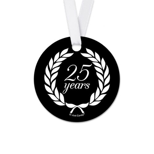 Personalized Anniversary Laurel Wreath Round Favor Gift Tags (20 Pack)