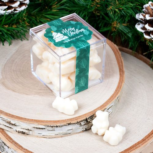 Personalized Oh Christmas Tree JUST CANDY® favor cube with Gummy Bears
