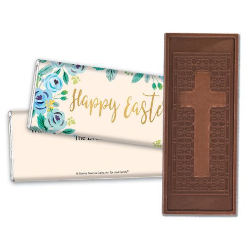 Bonnie Marcus Collection Easter Blue Flowers Embossed Chocolate Bar & Wrapper