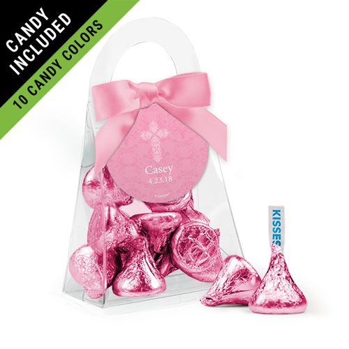 Personalized Girl First Communion Favor Assembled Purse Filled with Hershey's Kisses