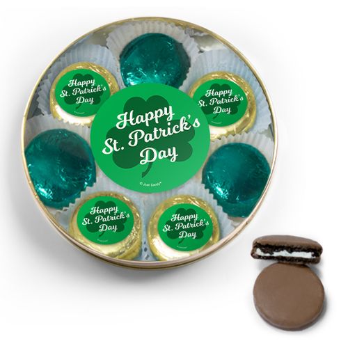 St. Patrick's Day Chocolate Covered Oreo Cookies Large Gold Plastic Tin