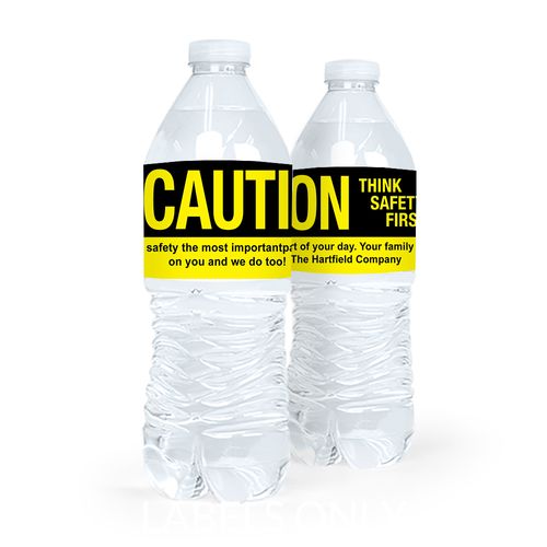 Personalized Safety Caution Water Bottle Sticker Labels (5 Labels)