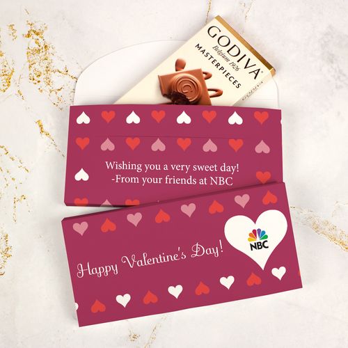Deluxe Personalized Valentine's Day Add Your Heart Logo Godiva Chocolate Bar in Gift Box