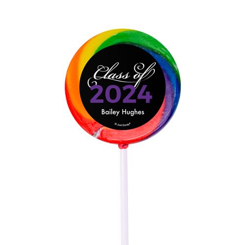 Personalized Graduation Script Small Rainbow Swirly Pop (24 Pack)