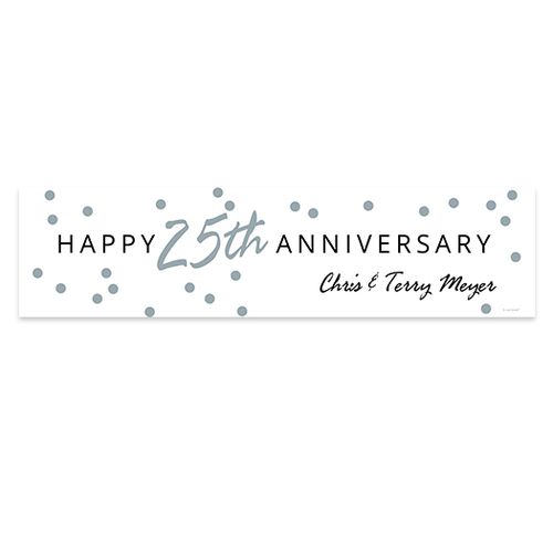 Personalized Anniversary Silver Dots 5 Ft. Banner