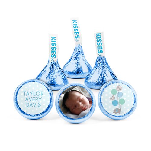 Personalized Boy Birth Announcement Baby Elephants Hershey's Kisses