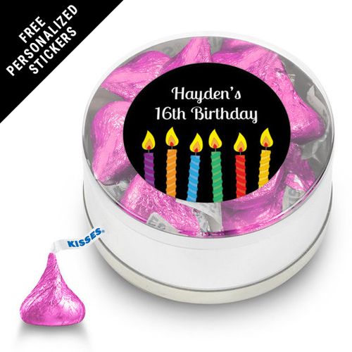 Birthday Personalized Small Silver Plastic Tin Lit Candles (25 Pack)