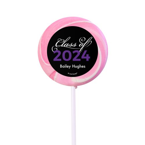 Personalized Graduation Script Small Light Pink Swirly Pop (24 Pack)