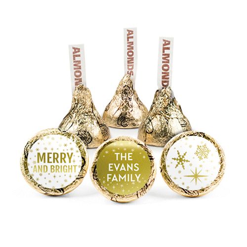 Personalized Christmas Glittery Gold Hershey's Kisses