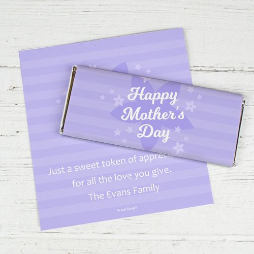 Personalized Mother's Day Purple Flowers Chocolate Bar Wrappers