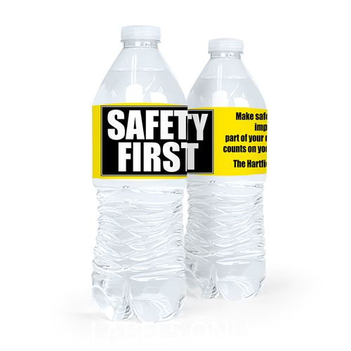 Personalized Safety First Water Bottle Sticker Labels (5 Labels)
