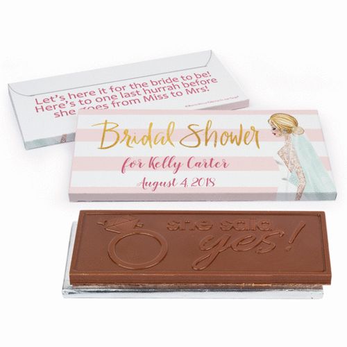 Deluxe Personalized Bridal March Bridal Shower Embossed Chocolate Bar in Gift Box