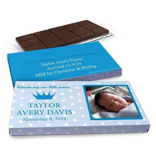 Deluxe Personalized Polka Dots & Crown Chocolate Bar in Gift Box (3oz Bar)