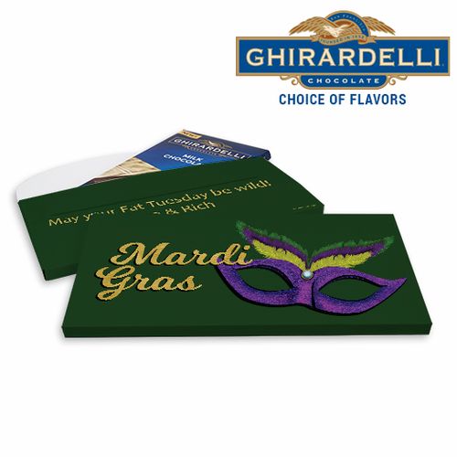 Deluxe Personalized Masquerade Mardi Gras Chocolate Bar in Gift Box