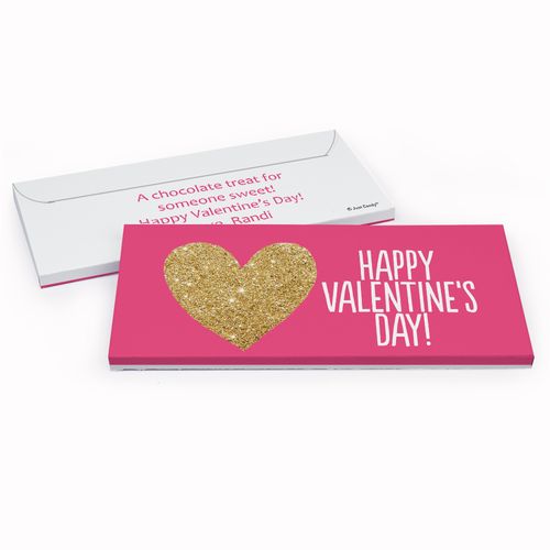 Deluxe Personalized Glitter Heart Valentine's Day Candy Bar Favor Box