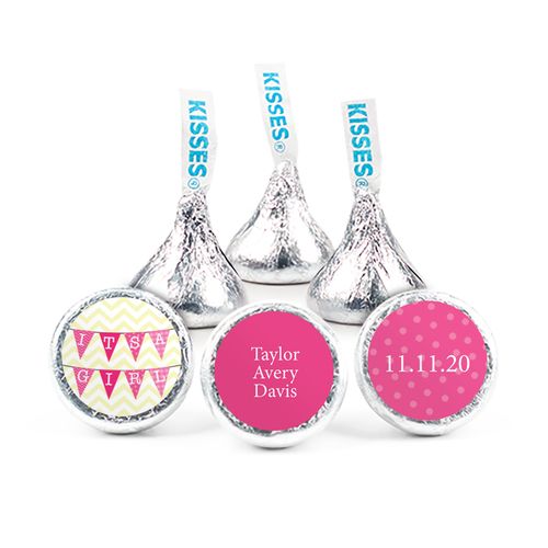 Personalized Girl Birth Announcement It's a Girl Banner Hershey's Kisses