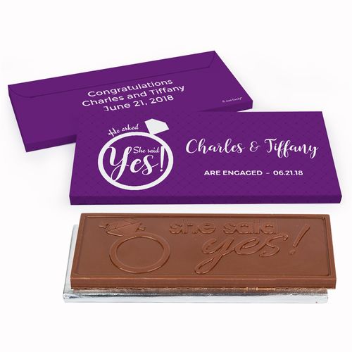 Deluxe Personalized She Said Yes! Ring Engagement Chocolate Bar in Gift Box