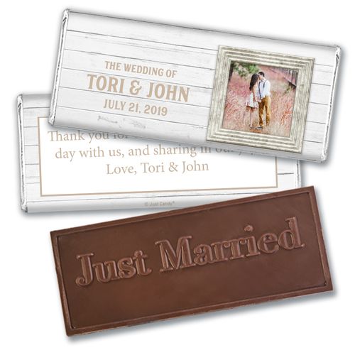 Personalized Farmhouse Framed Wedding Embossed Chocolate Bars
