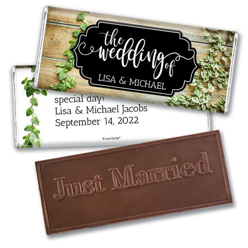 Personalized Vines of Love Wedding Embossed Chocolate Bars