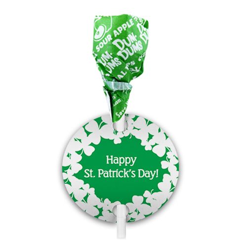 St. Patricks Day Clovers Dum Dums with Gift Tag (75 pops)