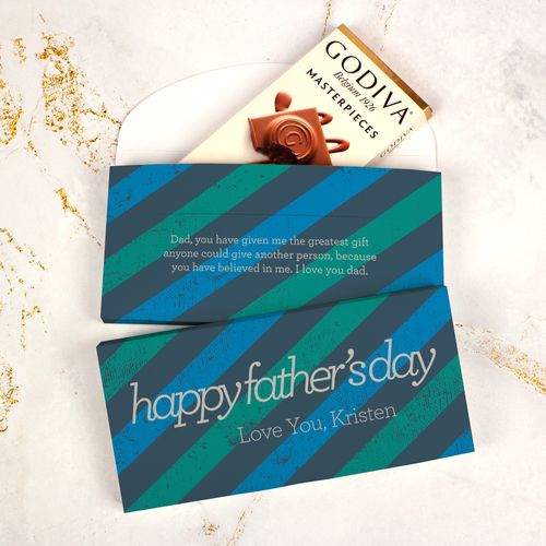 Personalized Strength in Stripes Father's Day Godiva Chocolate Bar in Gift Box (3.1oz)