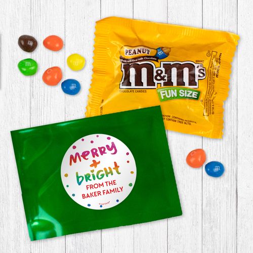 Personalized Christmas Merry and Bright - Peanut M&Ms