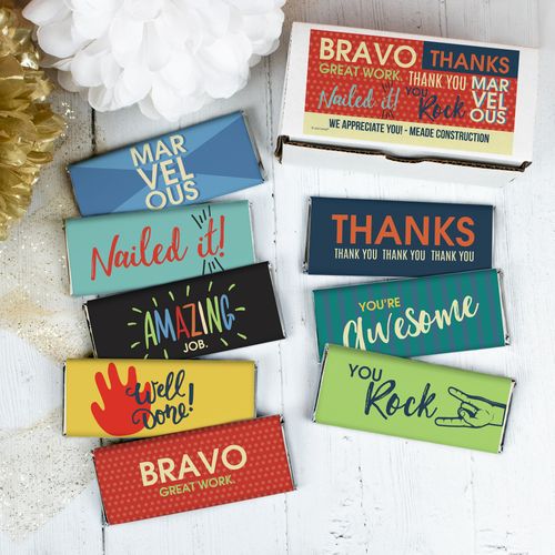 Personalized Thank You Words of Appreciation Belgian Chocolate Bars Gift Box - 8 Pack