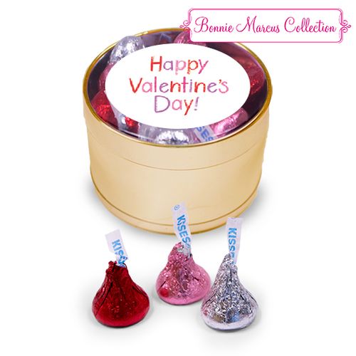 Happy Valentine's Day Gold Plastic Tin Hershey's Kisses Love Mix