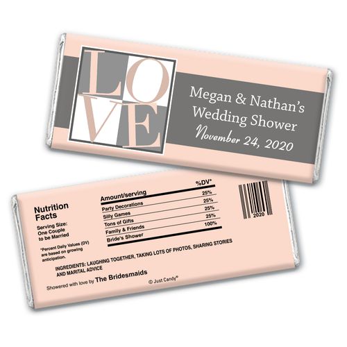 Bridal Shower Love Party Favors Personalized Candy Bar - Wrapper Only