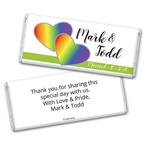 Personalized Chocolate Bar Wrappers Only - LGBT Wedding Rainbow Hearts