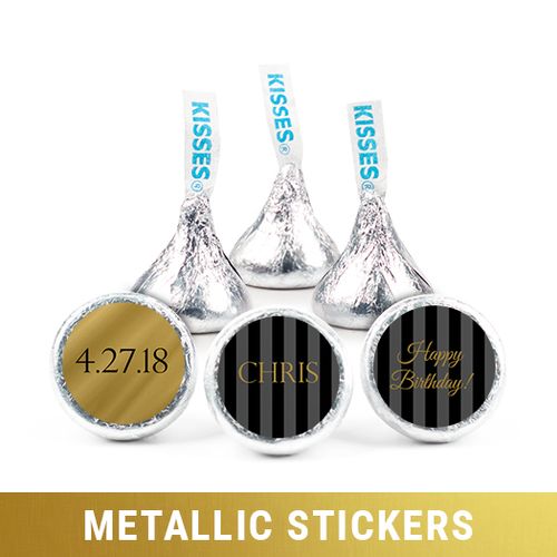 Personalized Hershey's Kisses - Metallic Birthday Stripes