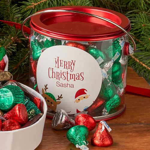 Personalized Winter Buddies Red Paint Can 12oz Hershey's Kisses