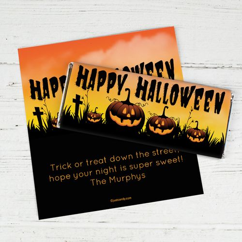 Personalized Halloween Jack-o'-lanterns Chocolate Bar Wrappers