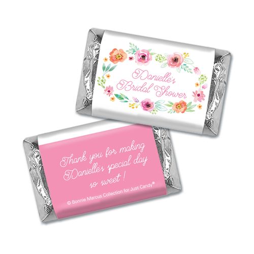 Personalized Mini Wrappers Only - Bonnie Marcus Bridal Shower Water Color White Blossoms