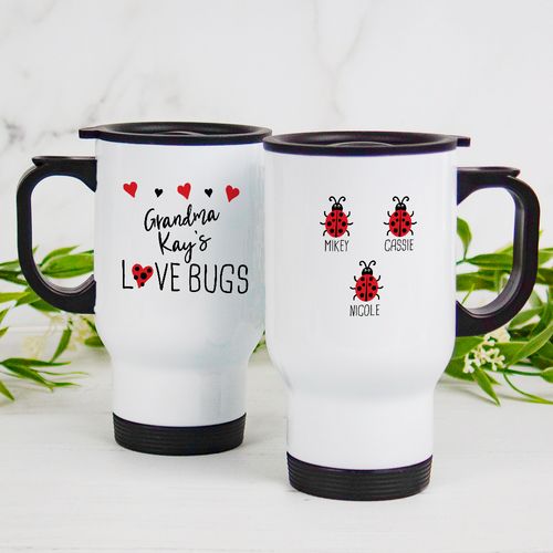 Personalized Stainless Steel Travel Mug (14oz) - Three Love Bugs