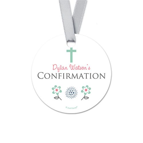 Personalized Blooming Confirmation Round Favor Gift Tags (20 Pack)