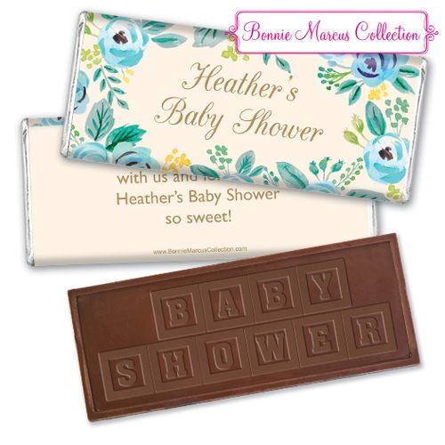 Personalized Bonnie Marcus Blooming Baby Baby Shower Embossed Chocolate Bar & Wrapper
